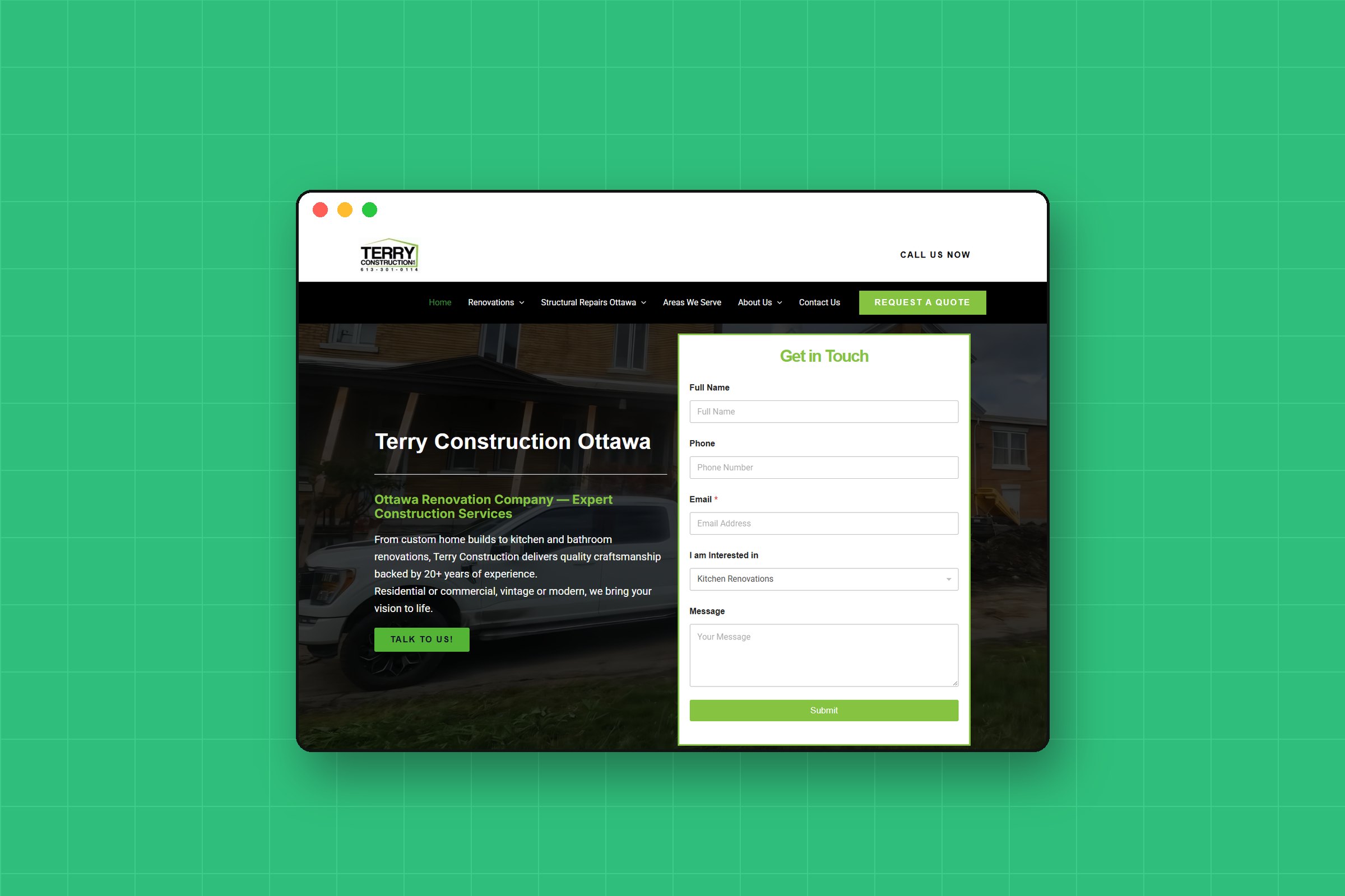 Terry Construction homepage