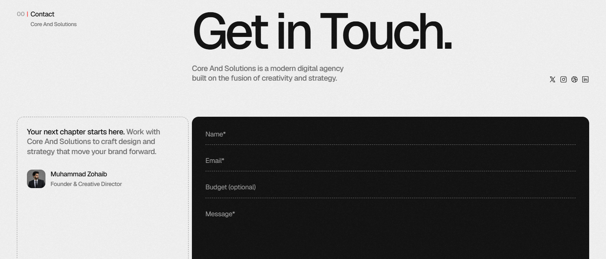 Core And Solutions contact form