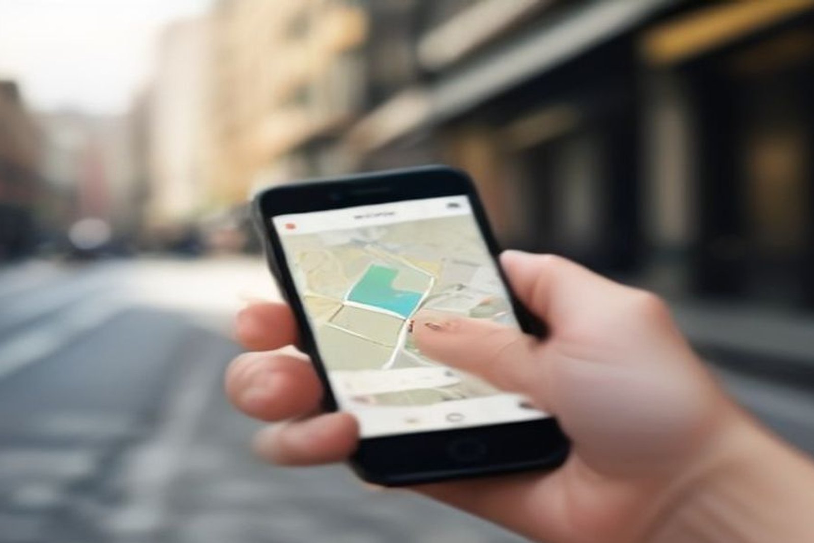 A map on a phone screen with location pins