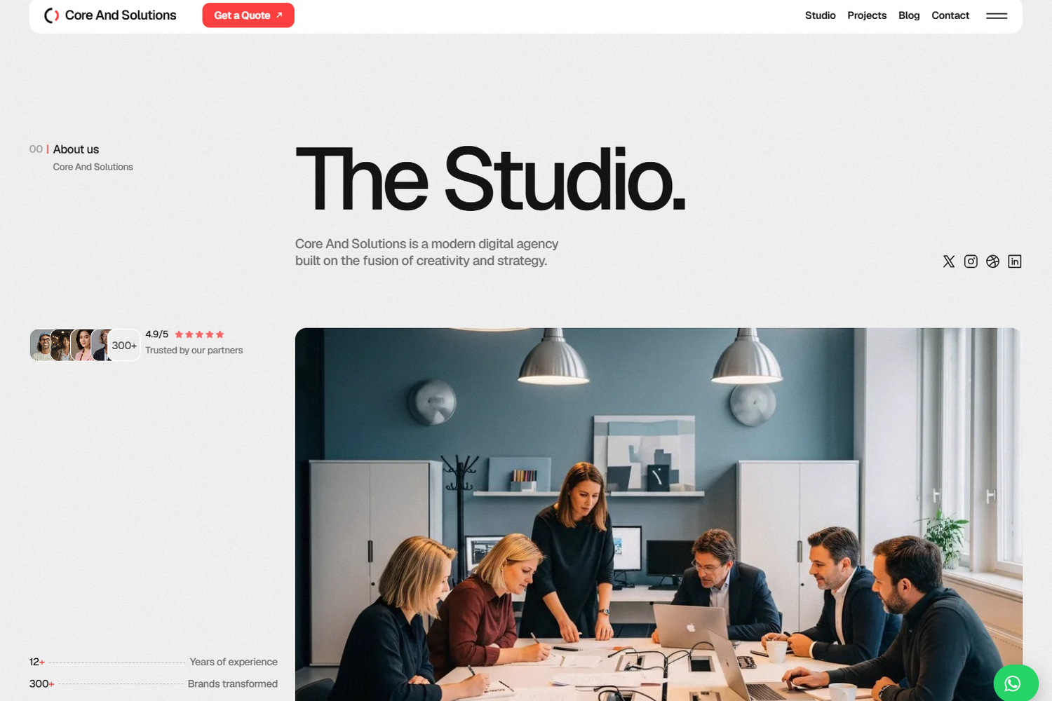 Core And Solutions studio page